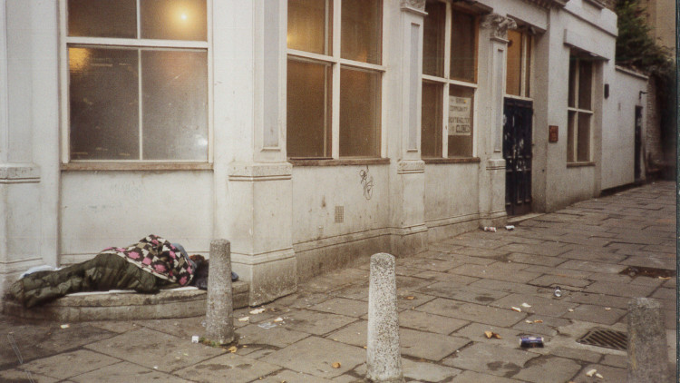 Sleeping rough on the streets of London, 1980s.